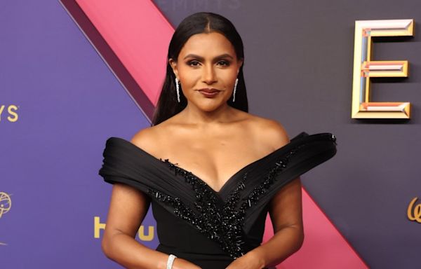 Mindy Kaling Stuns in Black Off-the-Shoulder Dress on the Red Carpet at the 2024 Emmy Awards