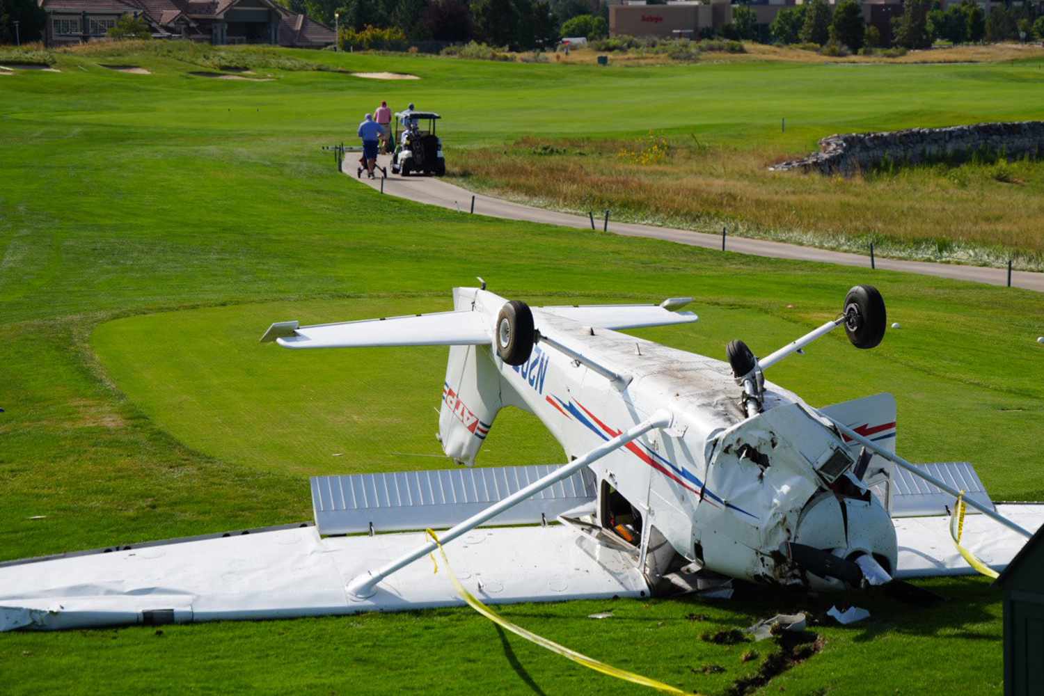 2 People Survive After Small Plane Crashes on Golf Course and Lands Upside Down