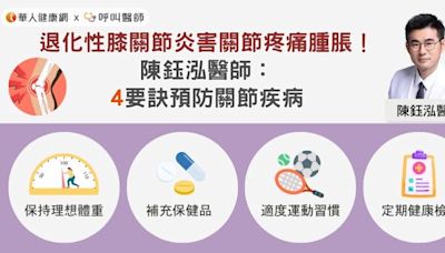 退化性膝關節炎害關節疼痛腫脹！陳鈺泓醫師：4要訣預防關節疾病