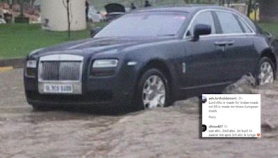 Delhi Flood 2024: Rolls Royce Ghost Stuck In Waterlogged Road Triggers The Internet; ‘Use Lord Alto’