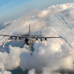 An AC-130 gunship refueled and rearmed on a highway in Arkansas