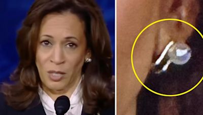 QAnon crowd thinks they spotted Harris' secret pearl earring earpiece last night