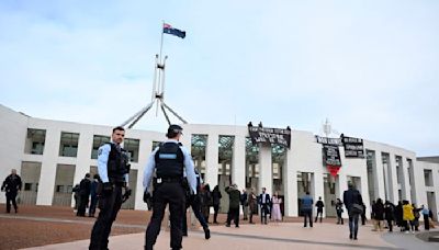 Pro-Palestinian protesters breach security at Australia's Parliament House to unfurl banners