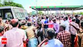 Protest at Kappalur toll plaza over 50% fee for local vehicles | Madurai News - Times of India