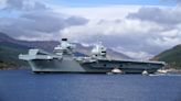 Aircraft carrier HMS Queen Elizabeth in Firth of Forth ahead of repairs