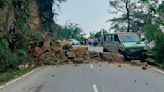 Narrow escape for patients as boulder hits ambulance on Pathankot-Mandi highway