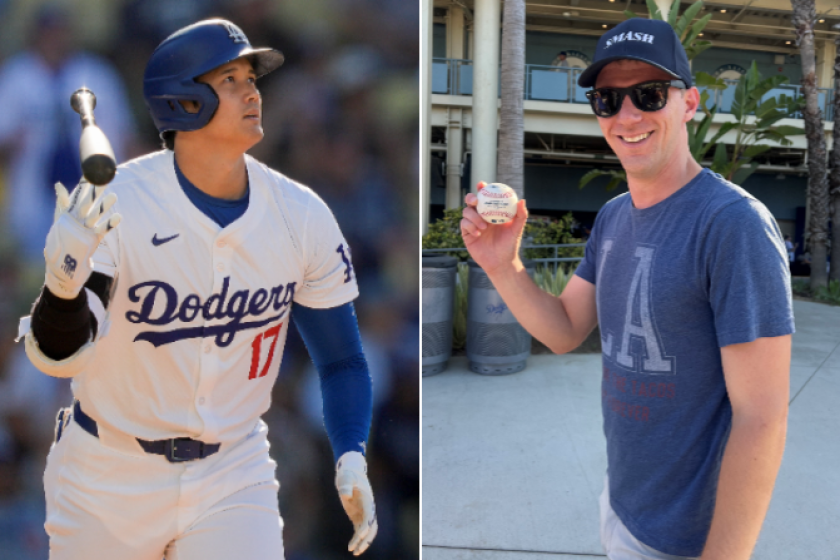 'Right place, right time': Dodgers fan snags Shohei Ohtani home run ball in Centerfield Plaza