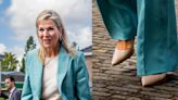 Queen Maxima Sticks with Gianvito Rossi Shoes With a Pop of Teal While on MindUS Visit