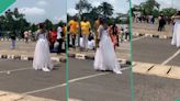 "She miss road?" AAUA student attends matriculation in 'wedding dress' in video