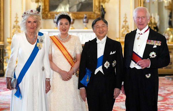 Queen Camilla Goes Glam in Tiara for State Banquet at Buckingham Palace with King Charles and Prince William