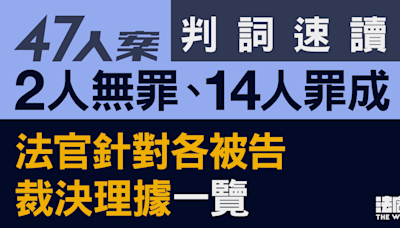 47人案判詞速讀｜2人無罪 14人罪成 16名被告裁決理據一覽（分批上載）