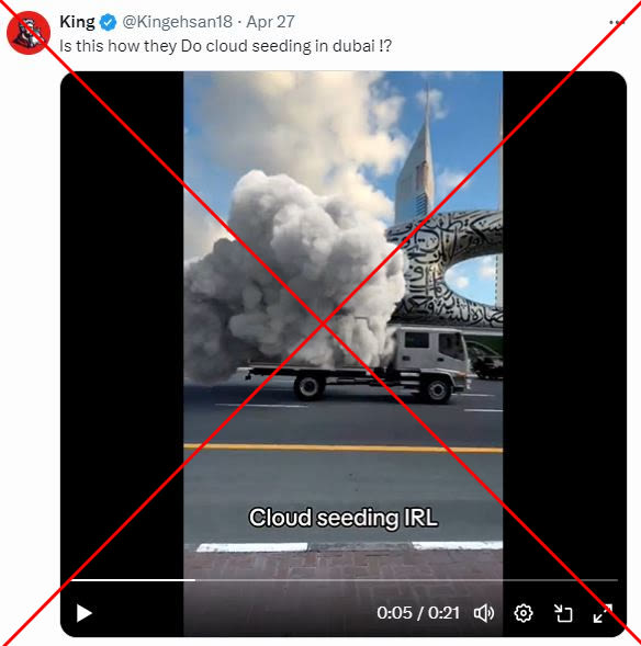 Video of 'cloud seeding' truck in Dubai is computer-generated