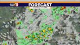 Partly cloudy skies early with clouds late, showers and t-storms Tuesday