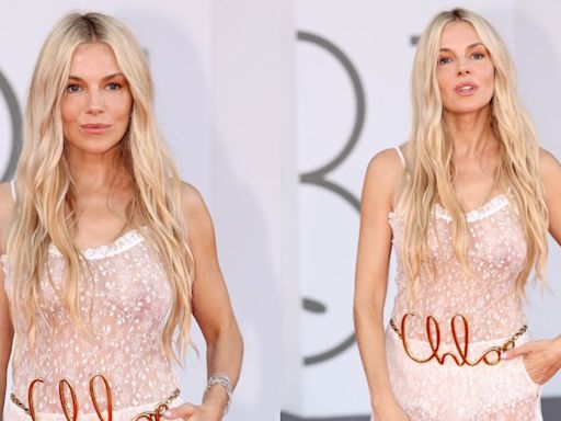 Sienna Miller Goes Sheer in Lace Chloé Jumpsuit at Venice Film Festival 2024 Closing Ceremony