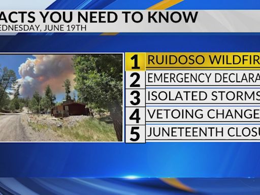 KRQE Newsfeed: Ruidoso wildfires, Emergency declaration, Isolated storms, Proposed changes, Juneteenth closures