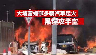 大埔富蝶邨多輛汽車起火 黑煙攻半空消防救熄