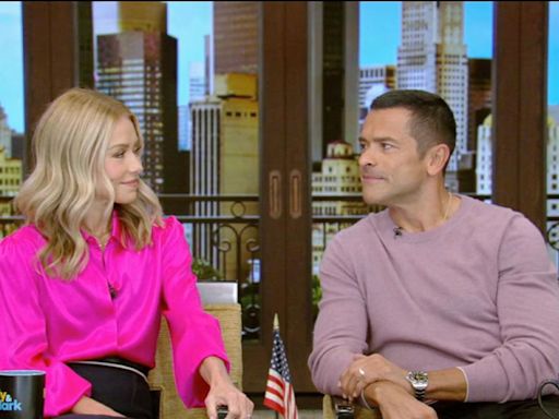 Kelly Ripa accuses Mark Consuelos of judging one of their kids' humor "harshly" on 'Live' after he teases they "could be funnier"