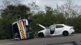 Crash flips Brevard County Fire Rescue vehicle responding to Titusville truck fire