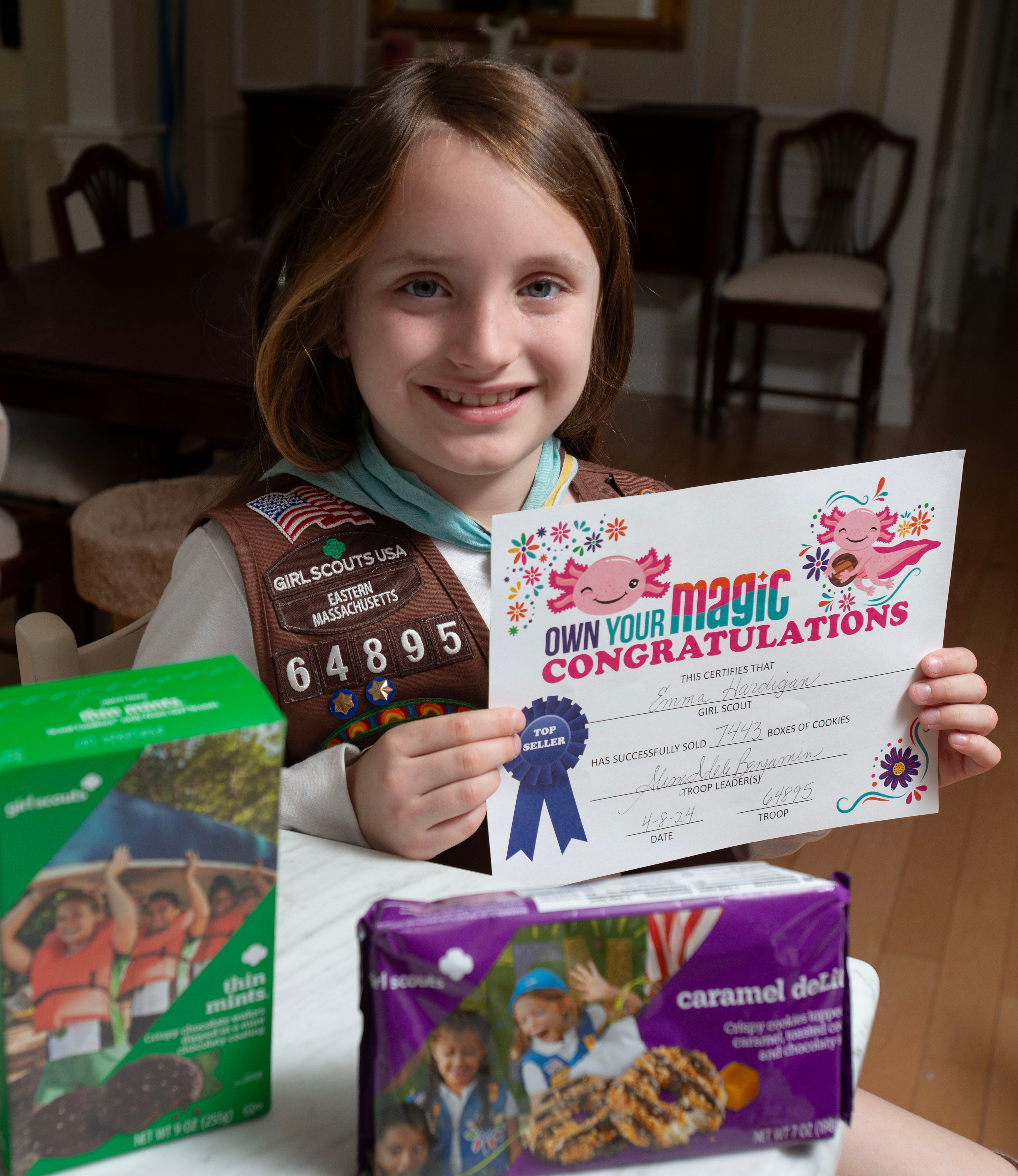 'Entrepreneur at the age of 8.' Yarmouth Girl Scout breaks cookie record in Eastern Mass.