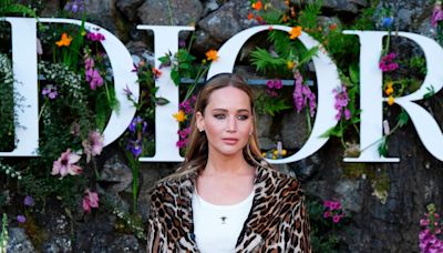 Jennifer Lawrence Pulls Off Mob Wife Style at the Dior Show