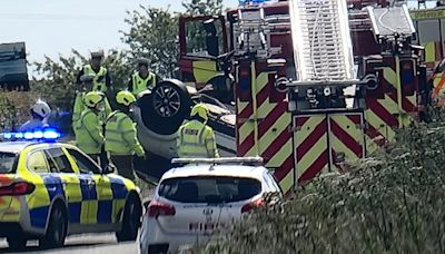 Woman, 85, reported after car lands on roof in crash near Loch Leven
