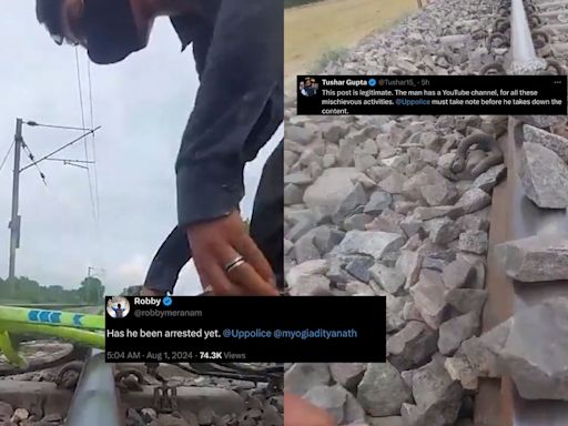 YouTuber's Reckless Railway Track Stunt Sparks Outcry Over Safety Risks: 'Has He Been Arrested Yet?'