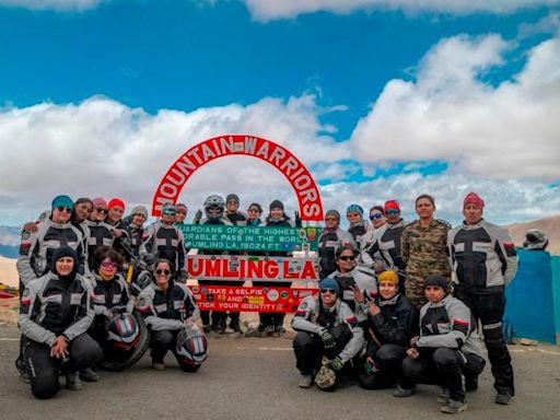 All women motorbike rally kicks off from Leh to Kargil; commomarates 25th anniversary of Kargil war
