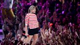 Taylor Swift Wore a Totally Red -Era Striped Bikini on Vacation With Travis Kelce