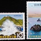 日本郵票國定公園（P224-225） 室戶阿南海岸國定公園郵票1966 年（ 昭和41年）3 月22日發行特價