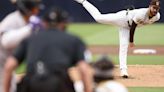 Dylan Cease of the San Diego Padres pitches during the first inning against the Colorado Rockies at Petco Park on Tuesday, May 14, 2024, in San Diego.