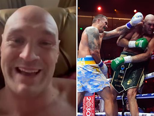 Watch Fury's 'important message' from his bed in first post since Usyk defeat
