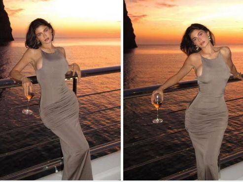 Kylie Jenner luce espectacular vestido ceñido con drapeado