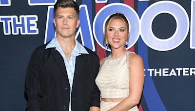 Scarlett Johansson and Colin Jost get loved up at Fly Me To the Moon