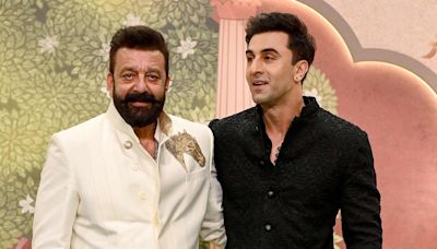 Sanjay Dutt, Ranbir Kapoor pose together at Shubh Aashirwad ceremony of newlyweds Anant-Radhika