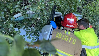 First responders on hand for single vehicle crash off roadway of Highway 154 Monday afternoon