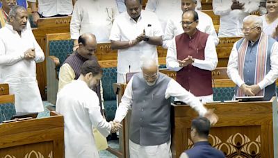 Watch: Rahul Gandhi and PM Modi shake hands in Lok Sabha, escort Om Birla to Speaker Chair | Today News