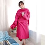 米夢家居-100%台灣製造-保暖禦寒輕柔加厚懶人袖毯(桃紅)