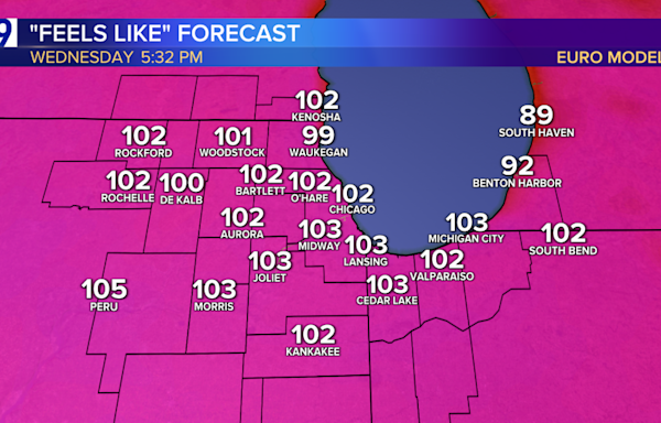 Heat to intensify in coming days—the most intense heat will occur south of Chicago