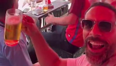 Rio Ferdinand joins England fans for boozy afternoon in Dusseldorf