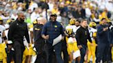 Michigan interim coach Sherrone Moore delivers emotional postgame tribute to suspended Jim Harbaugh