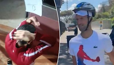 Novak Djokovic shows up to 2024 Italian Open in bike helmet after getting crushed with bottle