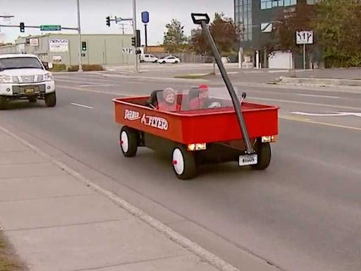 Super-sized red Radio Flyer wagon that you can drive is up for auction