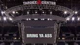 Target Center displays ‘Bring Ya Ass’ on jumbotron ahead of Wolves/Mavericks Game 1