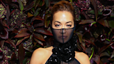Rita Ora wears only a nude thong under totally see-through mesh mask dress