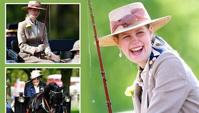 Beaming Lady Louise Windsor drives carriage alongside her mum Sophie Wessex as they arrive at Royal Windsor horse show