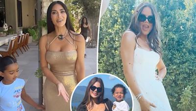Khloé Kardashian roasts Kim for wearing red carpet gown to son Tatum’s 2nd birthday party: ‘Golden Globe is here’