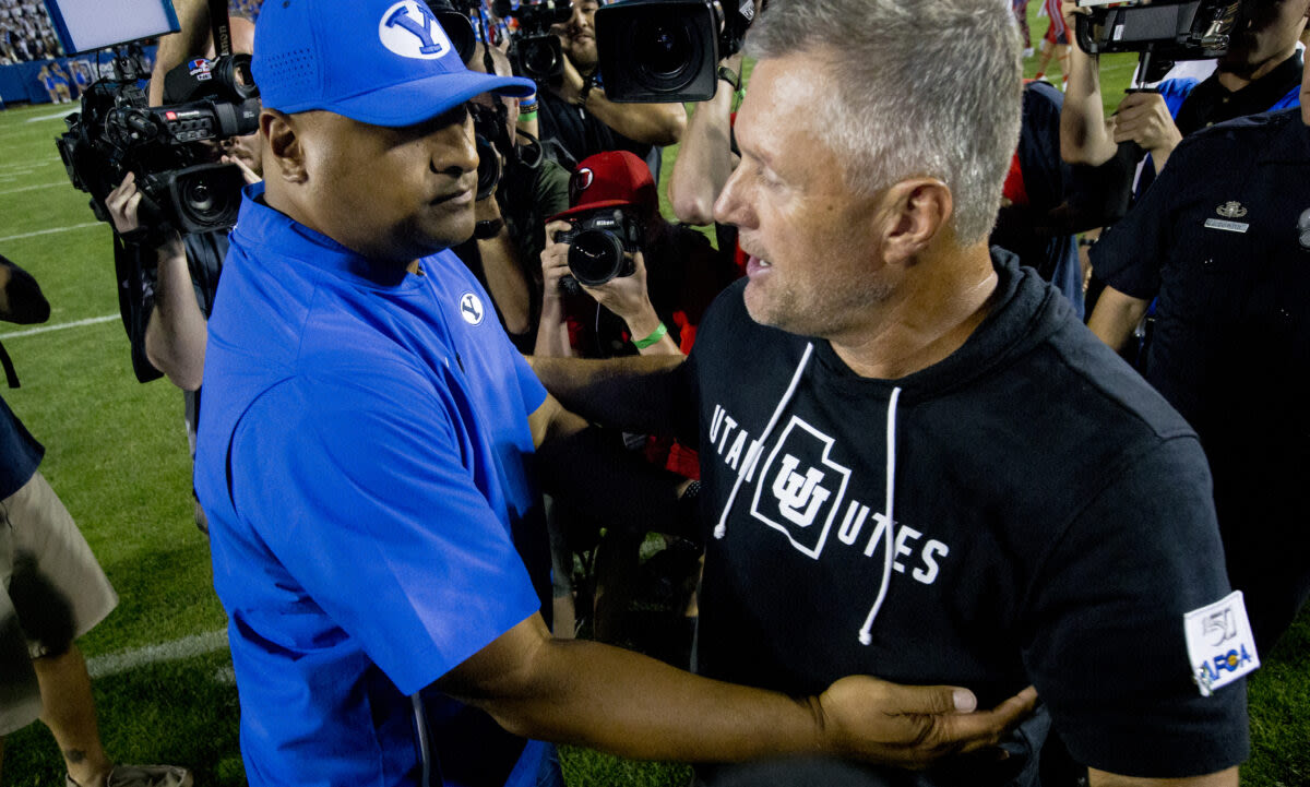 Adapt or get left behind: BYU head coach Kalani Sitake and Utah head coach Kyle Whittingham looking at positives in college football changes