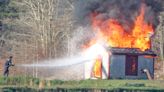 Bourne battles blaze at bog pump house