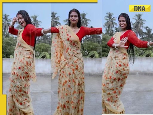 Viral video: Saree-clad woman's sizzling dance to Koi Ladki Hai in rain wows internet, watch