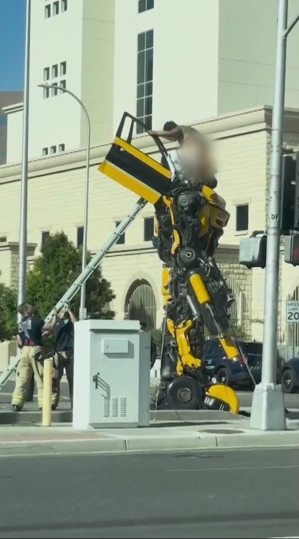 Man who climbed on ‘Bumblebee’ statue and stripped pleads not guilty